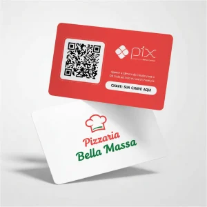 Plaquinha Pix QR Code Pizzaria Bella Massa, Placa Pix Personalizada em Formato de Cartão
