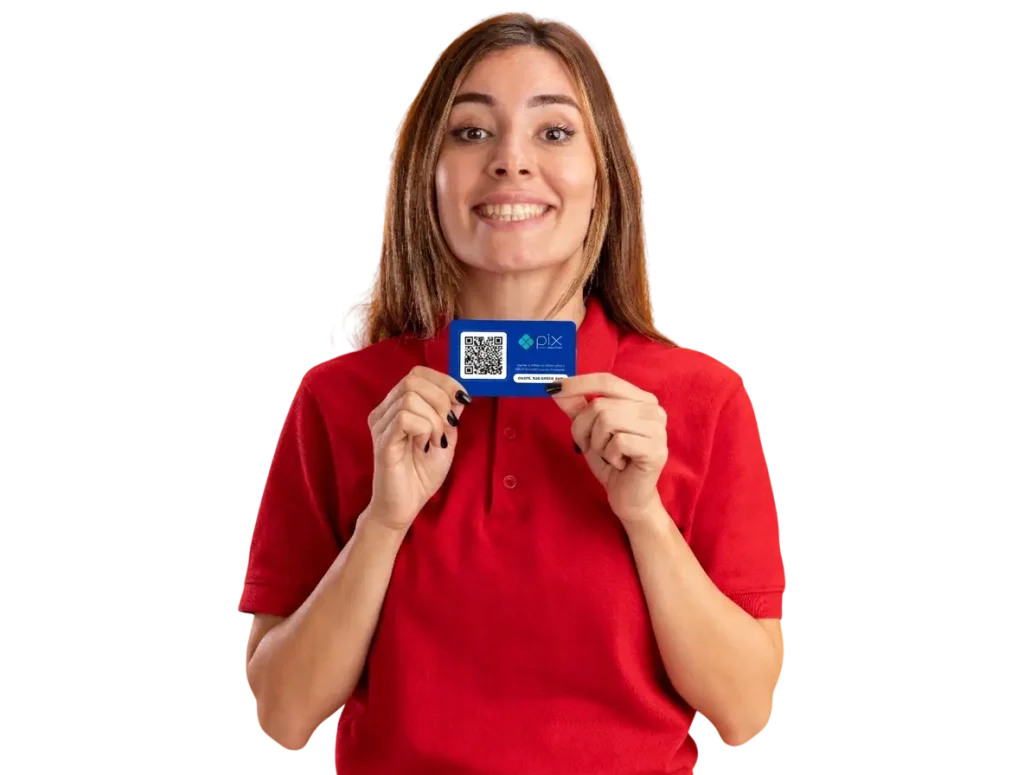 plaquinha pix em formato de cartão. A placa pix que está sempre com você